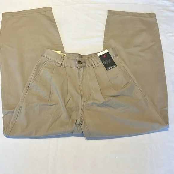 Levi's High Rise Pleated Baggy Trousers in Cobblestone Neutral VARSITY PREP NWT - Picture 6 of 16